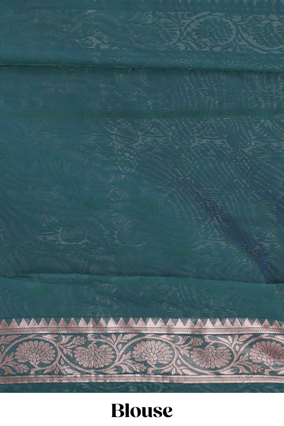 Powder green floral motifs design kota cotton saree with self zari border and contrast blouse