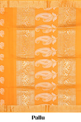 Bright Yellow floral zari motifs kota cotton saree with self zari border and contrast blouse