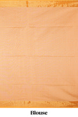 Bright Yellow floral zari motifs kota cotton saree with self zari border and contrast blouse