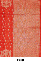 Orange paithani design motifs kota cotton saree with self border with beautiful palak motifs and contrast blouse