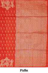 Orange paithani design motifs kota cotton saree with self border with beautiful palak motifs and contrast blouse