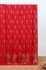 Bright red paithani design motifs kota cotton saree with self border with beautiful palak motifs and contrast blouse