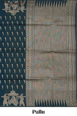 Deep teal blue paithani design motifs kota cotton saree with self border with beautiful palak motifs and contrast blouse