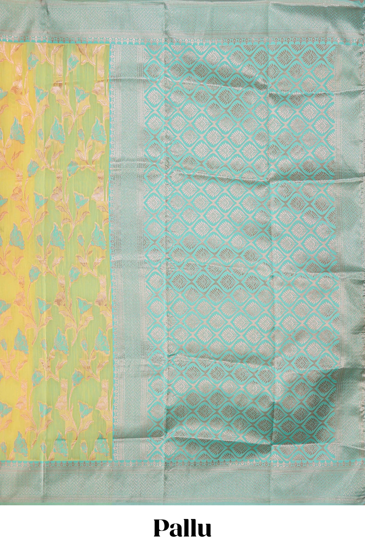 Yellow floral motifs design kota cotton saree with contrast zari border and blouse