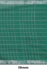 Green checked kovai cotton saree with self border and matching blouse