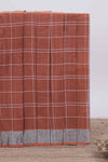 Rust orange checked kovai cotton saree with self border and matching blouse