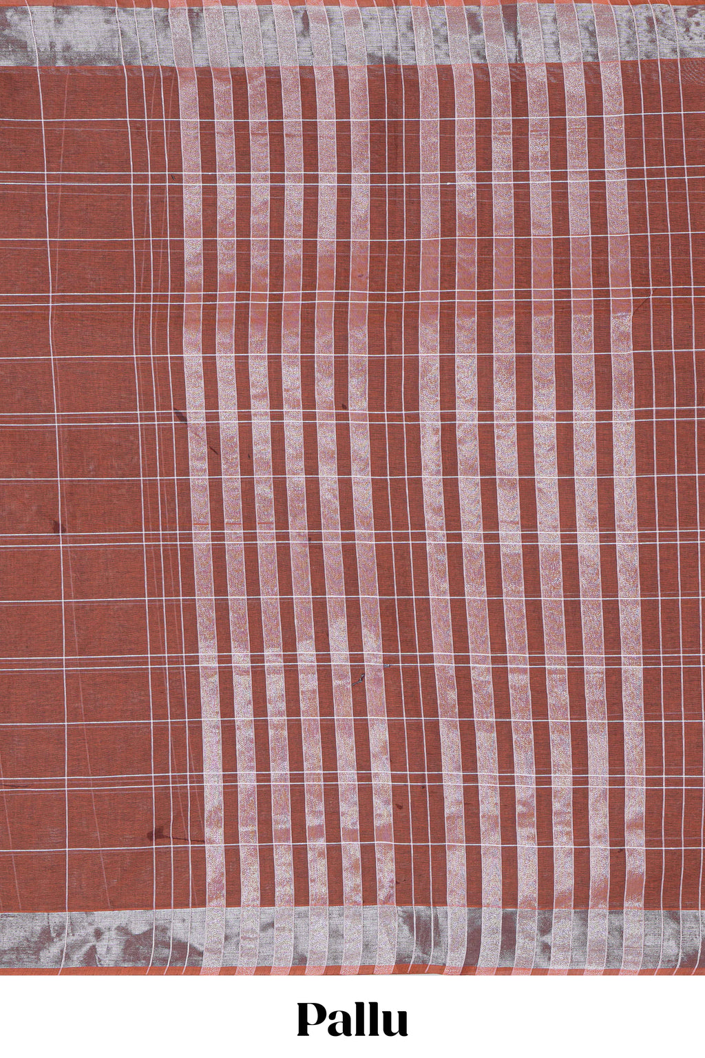 Rust orange checked kovai cotton saree with self border and matching blouse