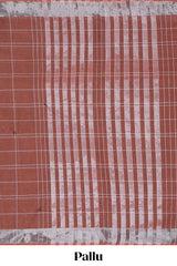 Rust orange checked kovai cotton saree with self border and matching blouse