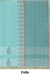 Light blue butta motif designs kovai cotton saree with contrast zari border and matching blouse