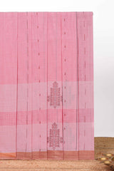 Pink butta motif designs kovai cotton saree with contrast zari border and matching blouse