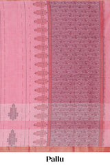 Pink butta motif designs kovai cotton saree with contrast zari border and matching blouse