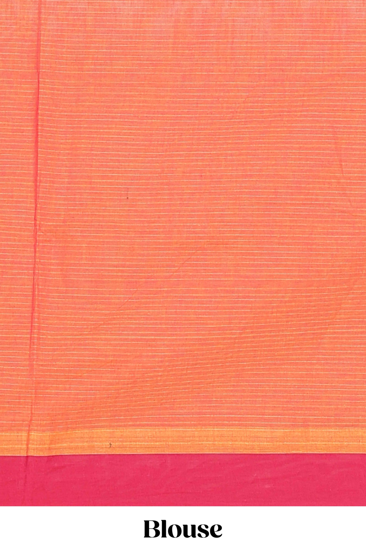 Orange striped kovai cotton saree with contrast border along with paisley-shaped floral design pallu and matching blouse