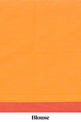 Saffron orange paisley and teardrop motifs kovai cotton saree with contrast border and matching blouse