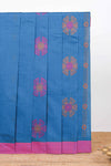 Ink blue floral butta motifs kovai cotton saree with contrast border and matching blouse along with manga motifs pallu