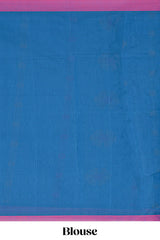 Ink blue floral butta motifs kovai cotton saree with contrast border and matching blouse along with manga motifs pallu
