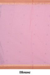Pink butta design kovai cotton saree with contrast border and matching blouse