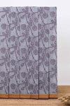 Grey shade floral design kovai cotton saree with contrast border and matching blouse