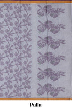 Grey shade floral design kovai cotton saree with contrast border and matching blouse