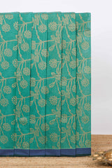 Green shade floral design kovai cotton saree with contrast border and matching blouse