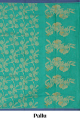 Green shade floral design kovai cotton saree with contrast border and matching blouse