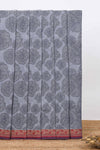 Grey shade floral design kovai cotton saree with contrast border and matching blouse