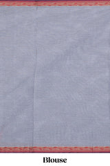 Grey shade floral design kovai cotton saree with contrast border and matching blouse
