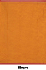 Orange color floral designedkovai cotton saree with contrast border and matching blouse