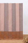 Blush pink geometric striped kovai cotton saree with contrast border and matching blouse