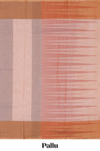 Blush pink geometric striped kovai cotton saree with contrast border and matching blouse