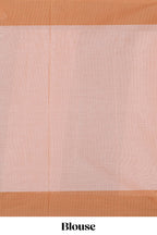 Blush pink geometric striped kovai cotton saree with contrast border and matching blouse