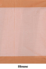Blush pink geometric striped kovai cotton saree with contrast border and matching blouse