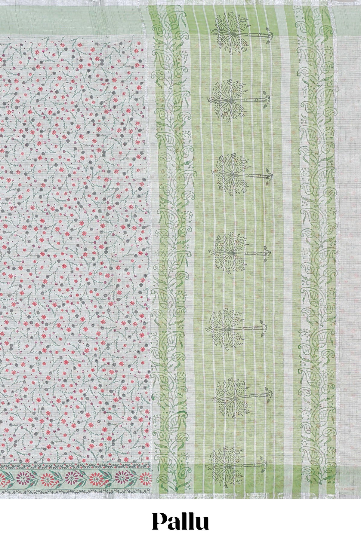 Ivory floral vine kovai cotton saree with contrast border and Contrast blouse