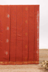 Orange butta designe kovai cotton saree with self zari border and matching blouse