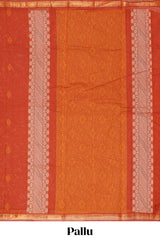 Orange butta designe kovai cotton saree with self zari border and matching blouse