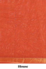Orange butta designe kovai cotton saree with self zari border and matching blouse