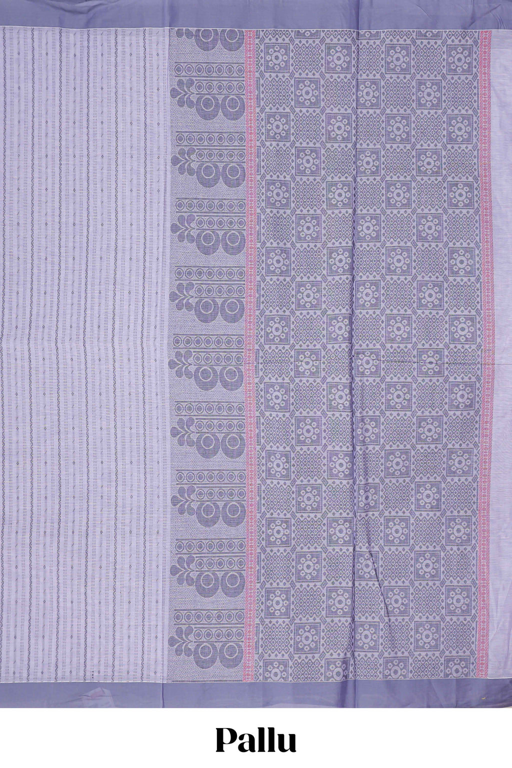 Lavender striped kovai cotton saree with contrast border and matching blouse