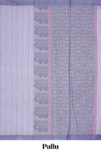 Lavender striped kovai cotton saree with contrast border and matching blouse