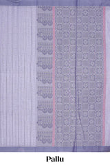 Lavender striped kovai cotton saree with contrast border and matching blouse