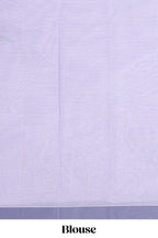 Lavender striped kovai cotton saree with contrast border and matching blouse