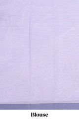 Lavender striped kovai cotton saree with contrast border and matching blouse