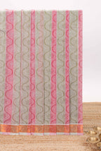 Pink and mint green floral designed kovai cotton saree with self border and matching blouse
