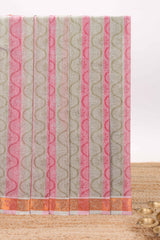 Pink and mint green floral designed kovai cotton saree with self border and matching blouse