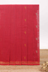 Red shade floral designed kovai cotton saree with self zari border and matching blouse