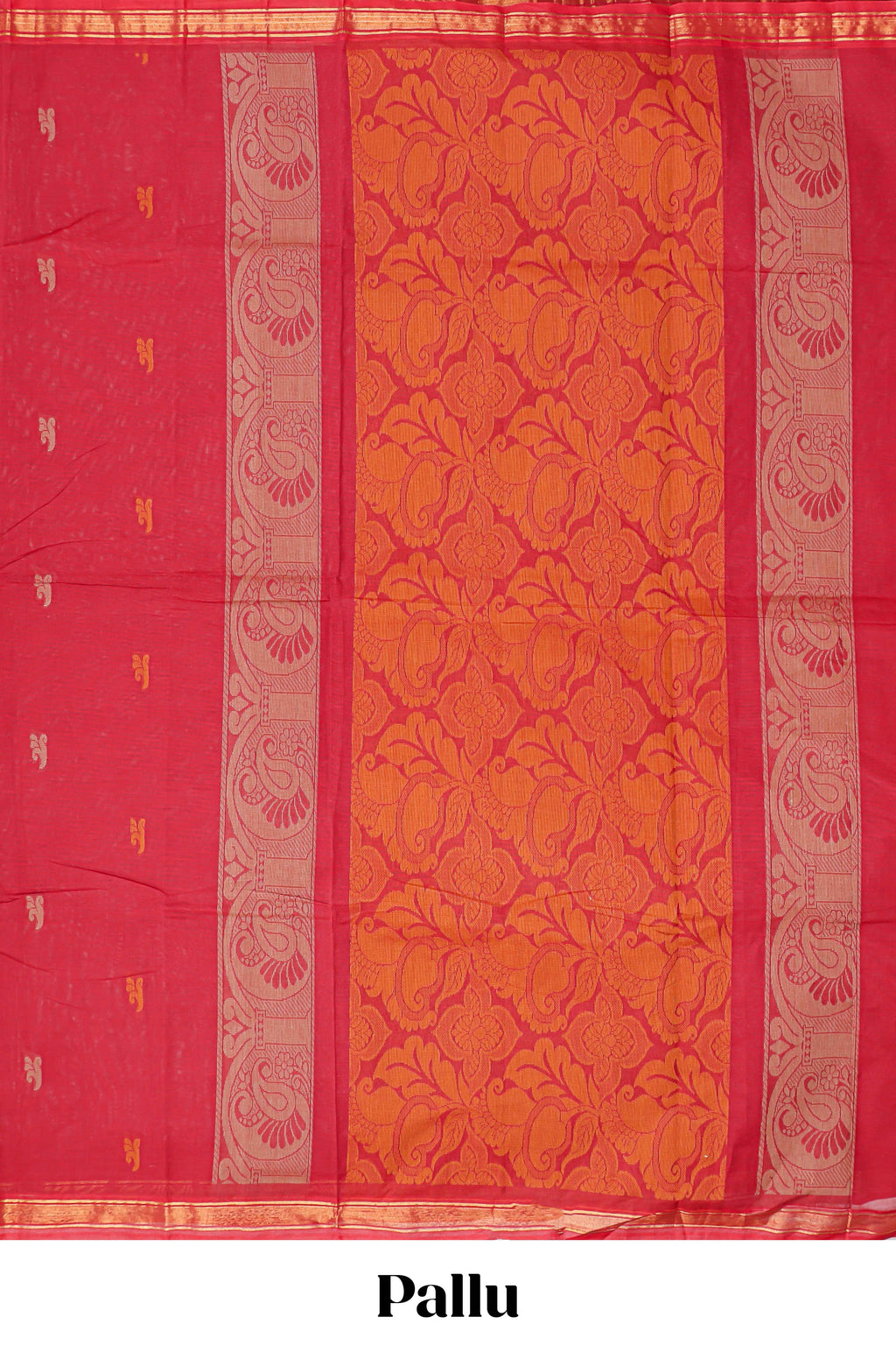 Red shade floral designed kovai cotton saree with self zari border and matching blouse