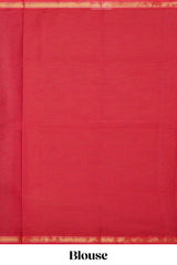 Red shade floral designed kovai cotton saree with self zari border and matching blouse