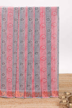 Pink and grey floral designed kovai cotton saree with self zari border and matching blouse