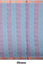 Lavender and blue floral designed kovai cotton saree with self border and matching blouse