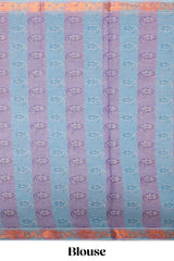Lavender and blue floral designed kovai cotton saree with self border and matching blouse
