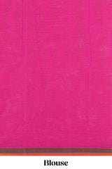 Pink butta designed kovai cotton saree with contrast border and matching blouse