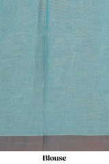 Blue geometric designed kovai cotton saree with contrast border and matching blouse